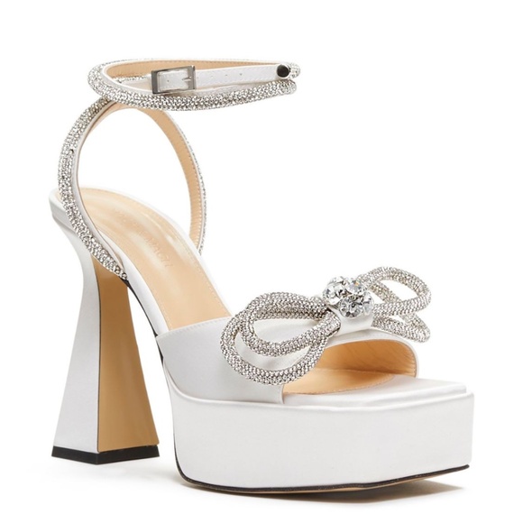 Mach & Mach White Satin Double Bow Platforms - Picture 8 of 8